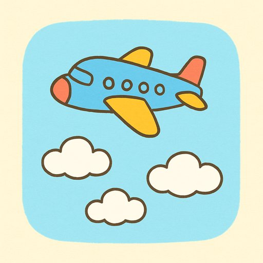 Flashcard illustration of an airplane